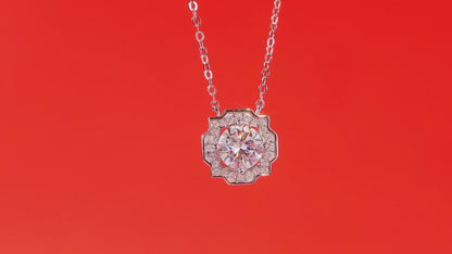 Necklace with 6.5mm Moissanite Solitaire in S925 Sterling Silver Delight