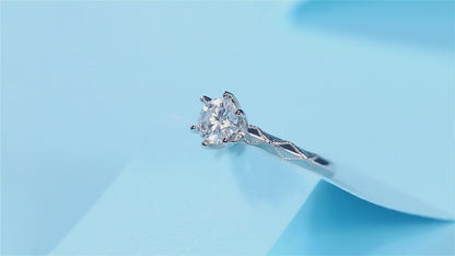 Women's Sterling silver 1ct 6.5MM moissanite ring that is stylish and elegant