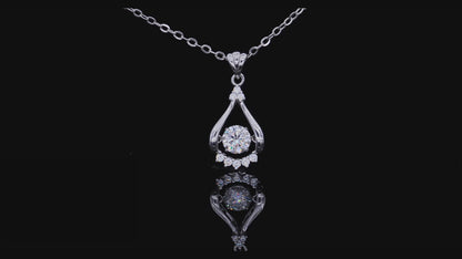 Spin Moissanite Pendant on Silver Chain:  Elegance