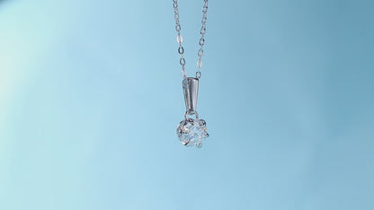 Moissanite Pendant on Sterling Silver Necklace Has Mesmerizing Radiance