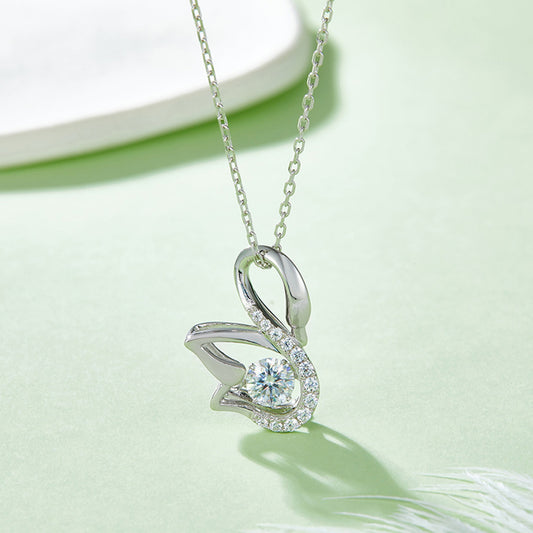 Rotating Moissanite Pendant Necklace with Twirl and Sparkle