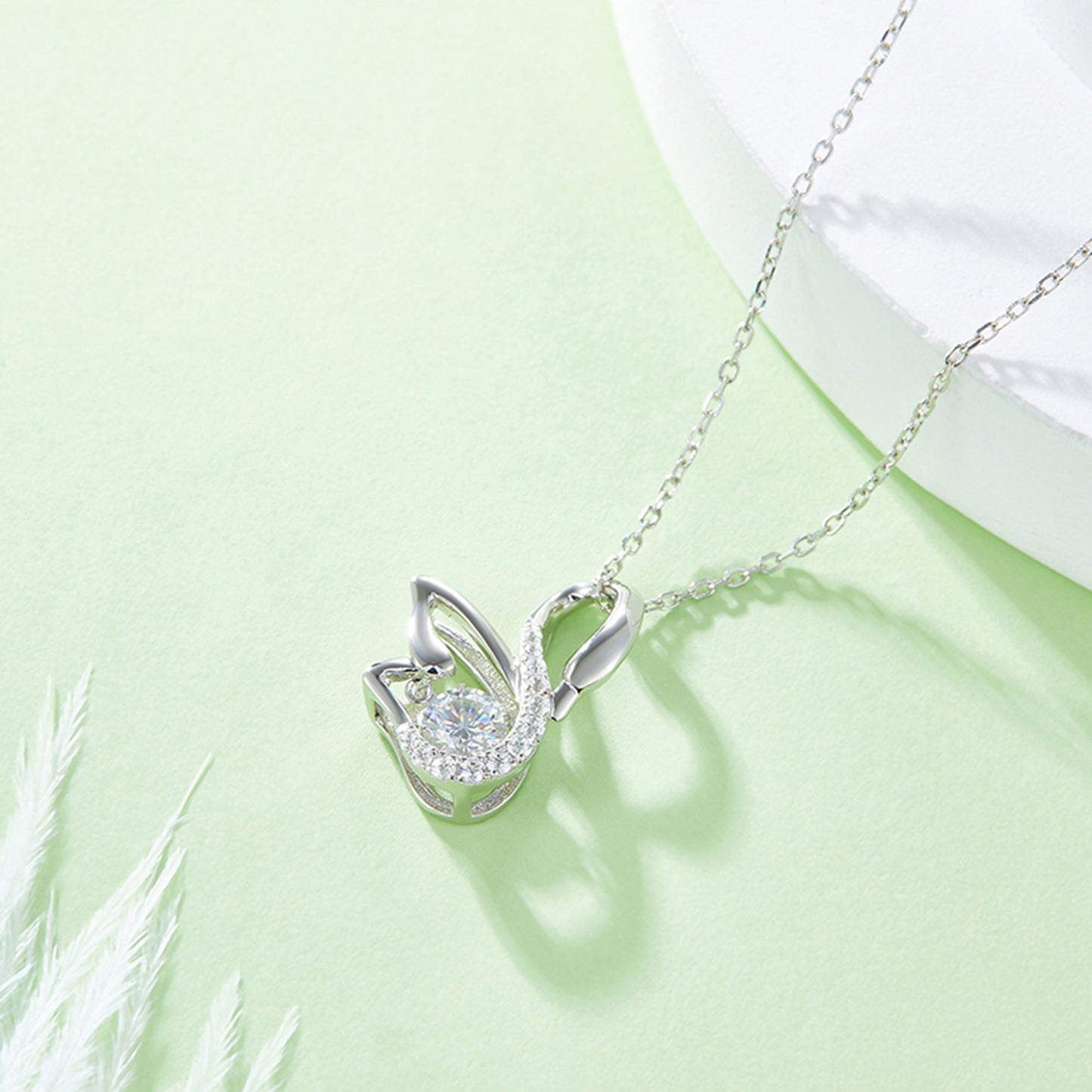 Rotating Moissanite Pendant Necklace with Twirl and Sparkle