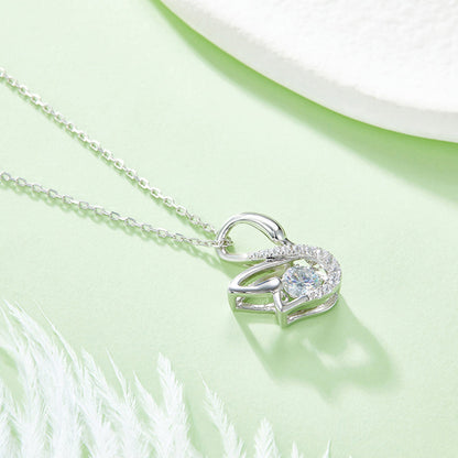 Rotating Moissanite Pendant Necklace with Twirl and Sparkle