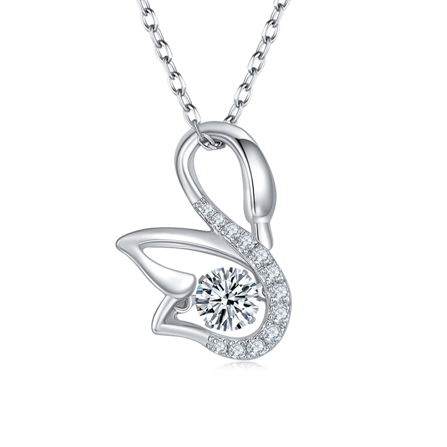 Rotating Moissanite Pendant Necklace with Twirl and Sparkle