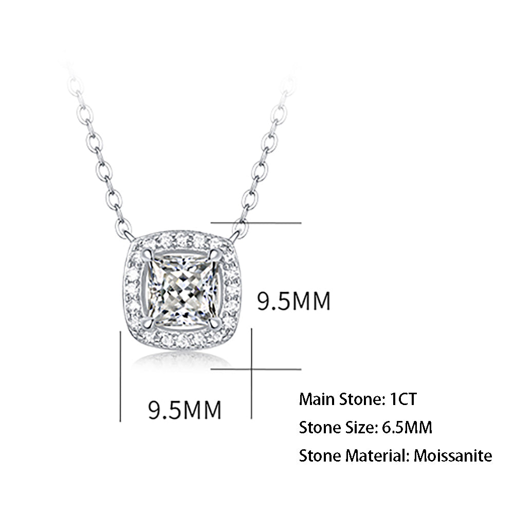 Elegant and timeless jewelry: 1ct Round Cut Moissanite Necklace with S925 Silver Chain