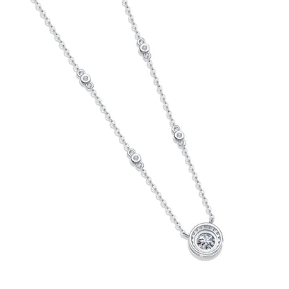 1ct Round Moissanite Necklace on S925 Silver Chain: Timeless Elegance