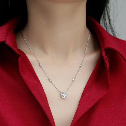 1ct Round Moissanite Necklace on S925 Silver Chain: Timeless Elegance