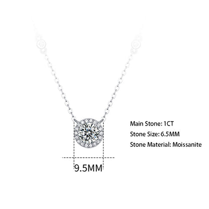 1ct Round Moissanite Necklace on S925 Silver Chain: Timeless Elegance