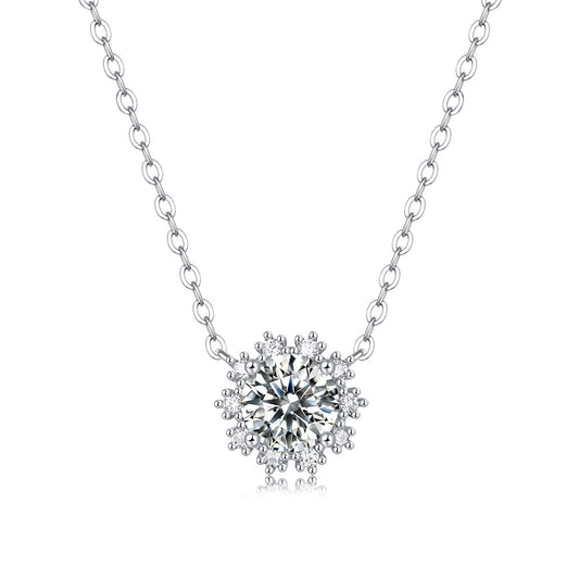 Moissanite pendant with 6.5mm and 925 sterling silver, radiant sparkle