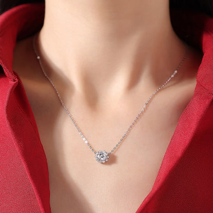 Moissanite pendant with 6.5mm and 925 sterling silver, radiant sparkle