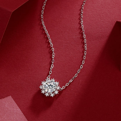 Moissanite pendant with 6.5mm and 925 sterling silver, radiant sparkle