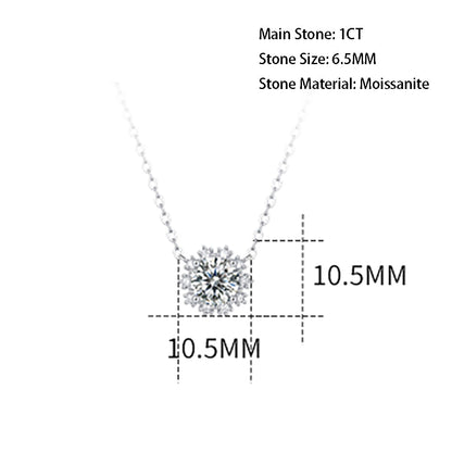 Moissanite pendant with 6.5mm and 925 sterling silver, radiant sparkle