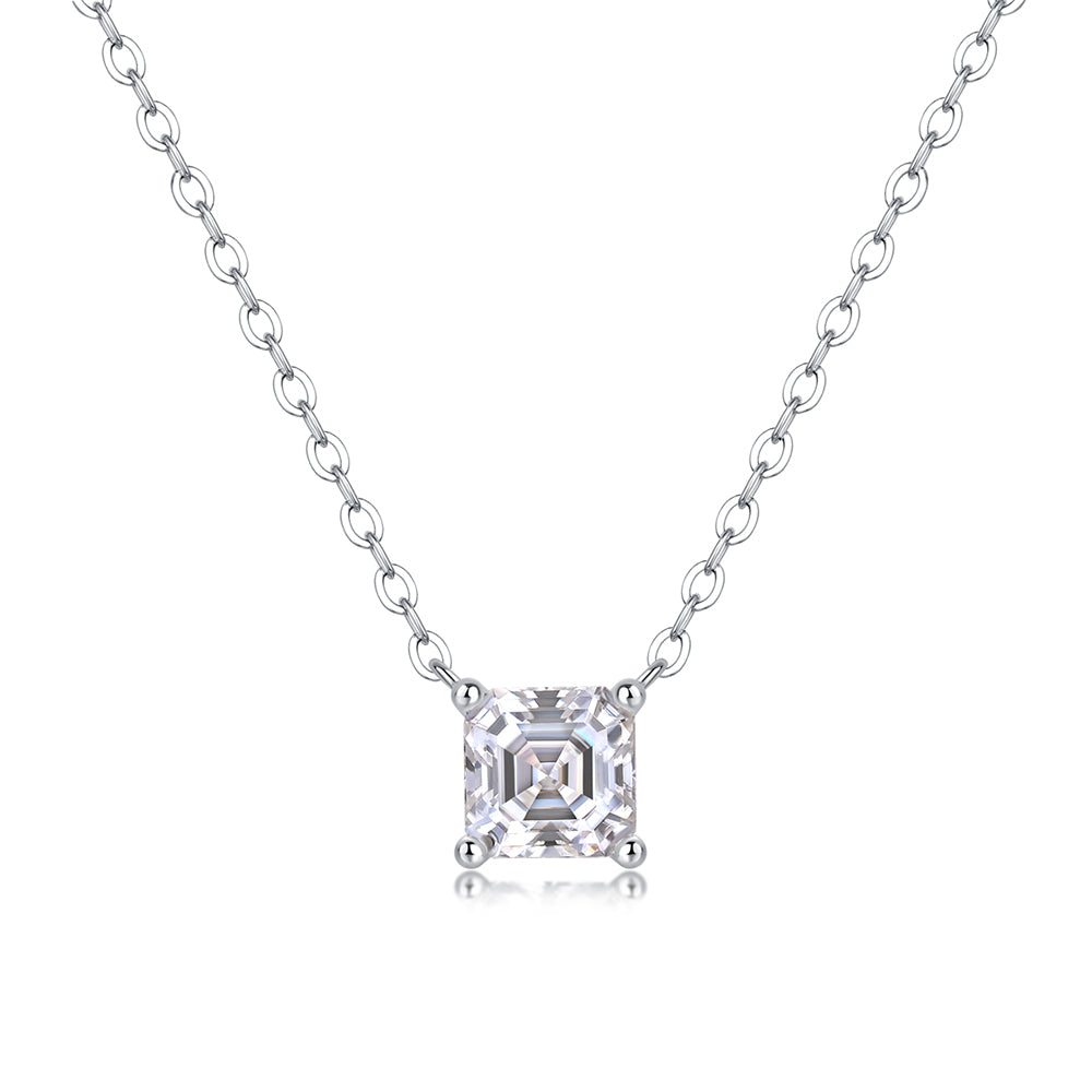 Square Moissanite Necklace in S925 Silver: A Shining Classic