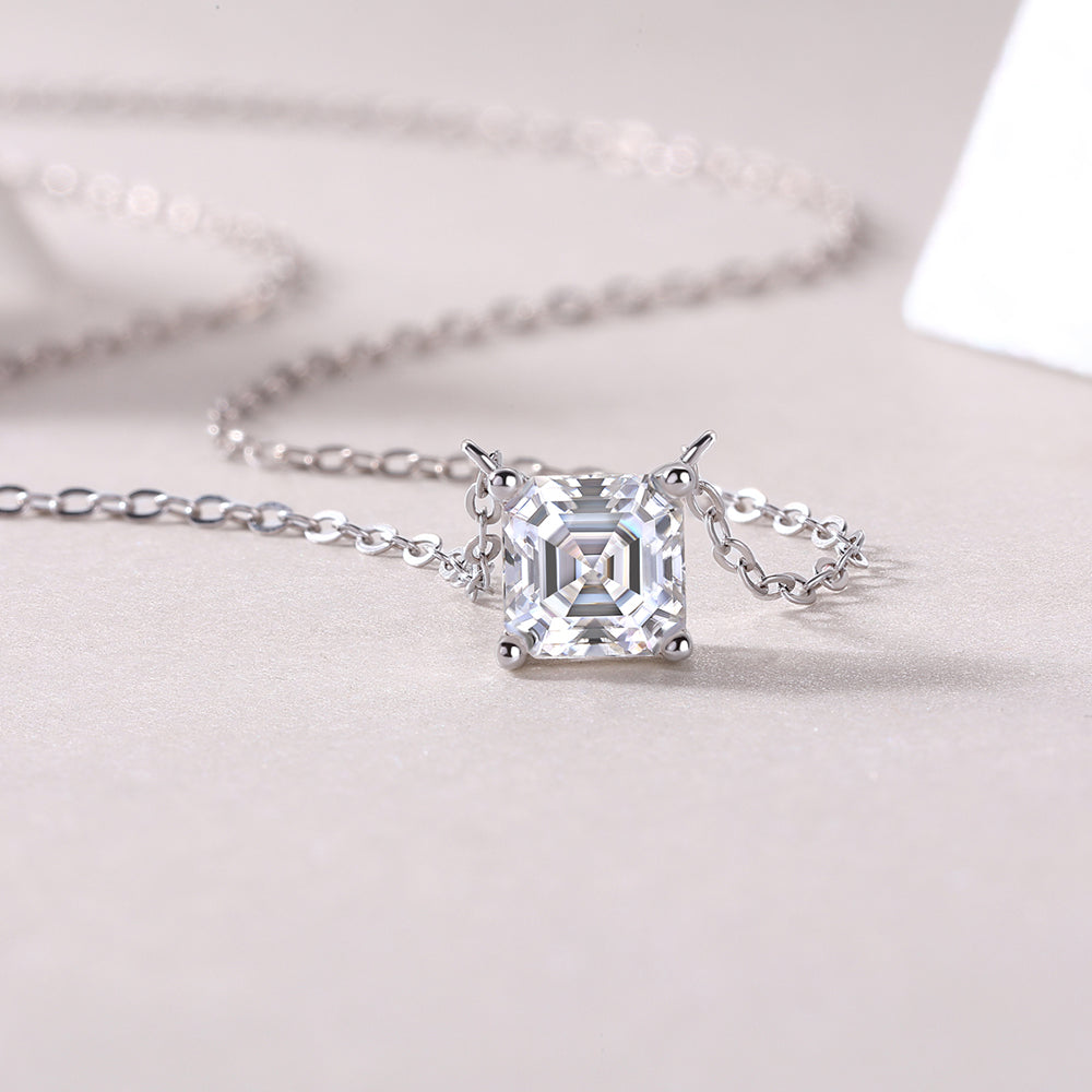 Square Moissanite Necklace in S925 Silver: A Shining Classic