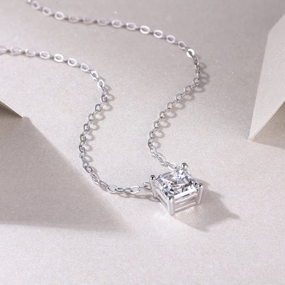 Square Moissanite Necklace in S925 Silver: A Shining Classic