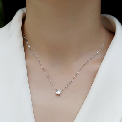 Square Moissanite Necklace in S925 Silver: A Shining Classic