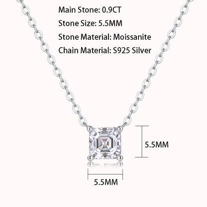 Square Moissanite Necklace in S925 Silver: A Shining Classic