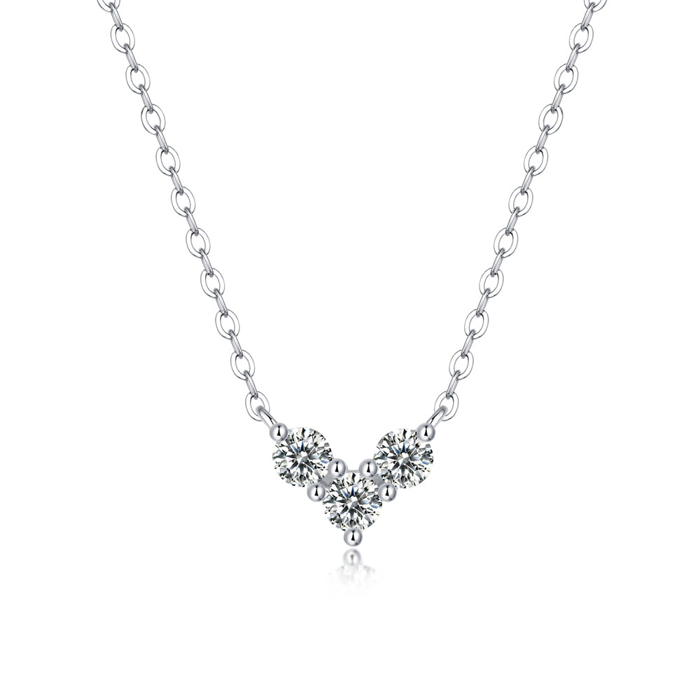 Moissanite Solitaire on Sterling Silver Chain, Pure Brilliance