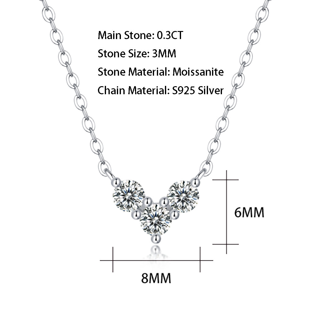 Moissanite Solitaire on Sterling Silver Chain, Pure Brilliance