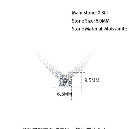 6.5mm Moissanite Pendant on Sterling Silver Cuban Chain: Pure Brilliance