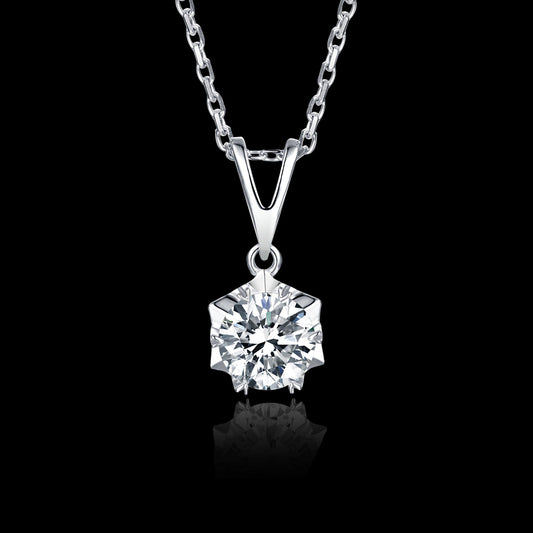 Round Cut Moissanite Necklace in S925 Silver is a stylish sparkler