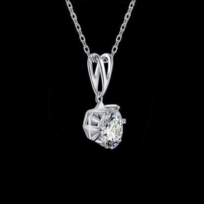 Round Cut Moissanite Necklace in S925 Silver is a stylish sparkler