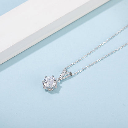 Round Cut Moissanite Necklace in S925 Silver is a stylish sparkler