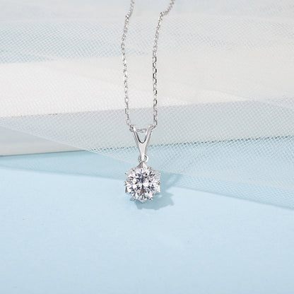 Round Cut Moissanite Necklace in S925 Silver is a stylish sparkler