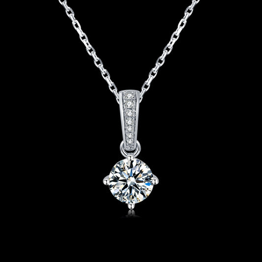 1ct/2ct Moissanite Pendant on Silver Chain: Stunning Simplicity