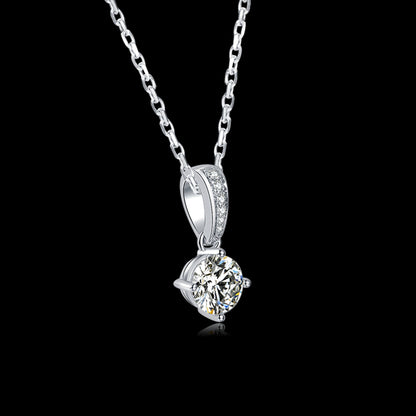 1ct/2ct Moissanite Pendant on Silver Chain: Stunning Simplicity