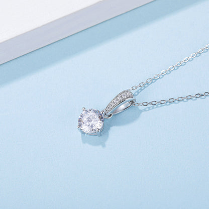 1ct/2ct Moissanite Pendant on Silver Chain: Stunning Simplicity