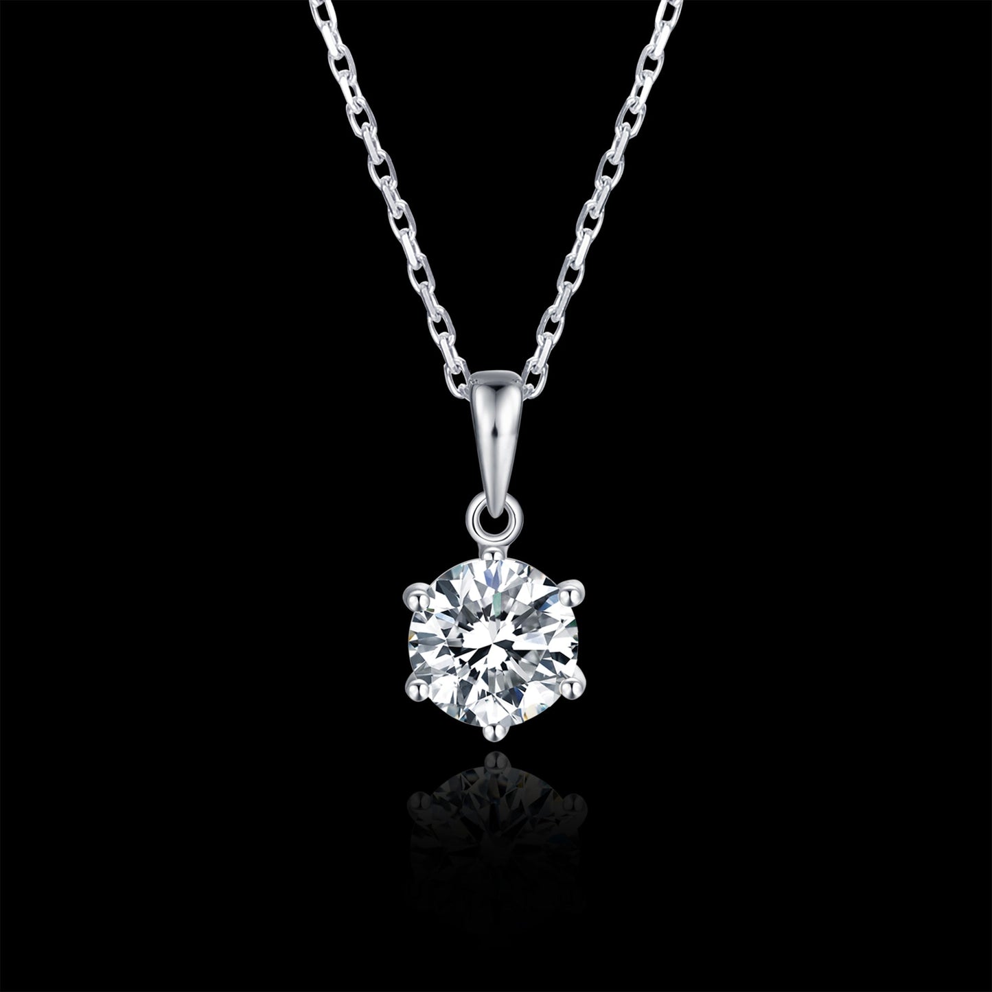 Necklace with 6.5mm Moissanite Solitaire in S925 Sterling Silver Delight