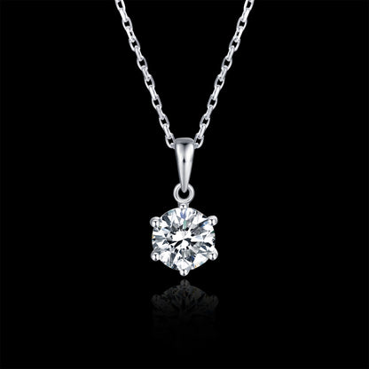 Necklace with 6.5mm Moissanite Solitaire in S925 Sterling Silver Delight