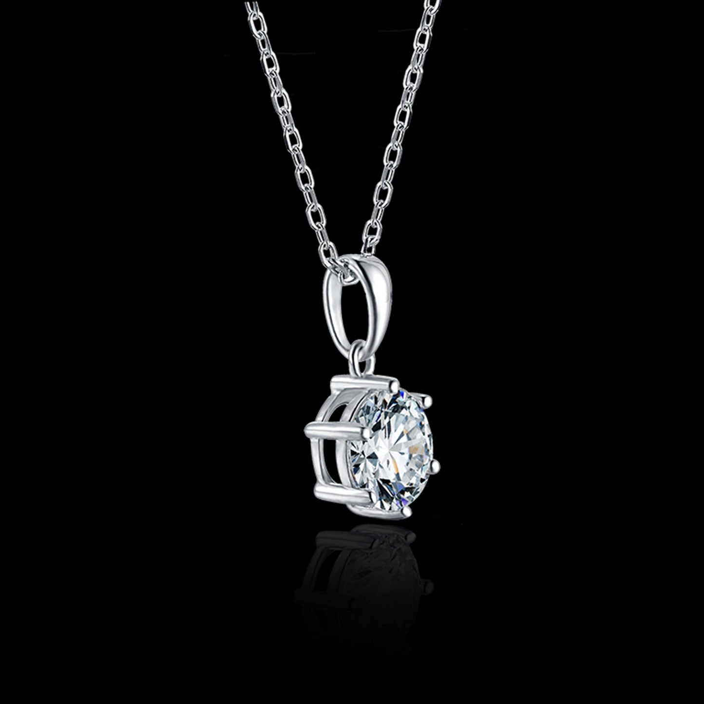 Necklace with 6.5mm Moissanite Solitaire in S925 Sterling Silver Delight