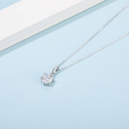 Necklace with 6.5mm Moissanite Solitaire in S925 Sterling Silver Delight