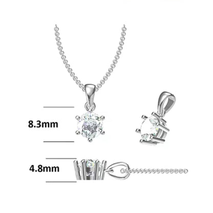 Necklace with 6.5mm Moissanite Solitaire in S925 Sterling Silver Delight