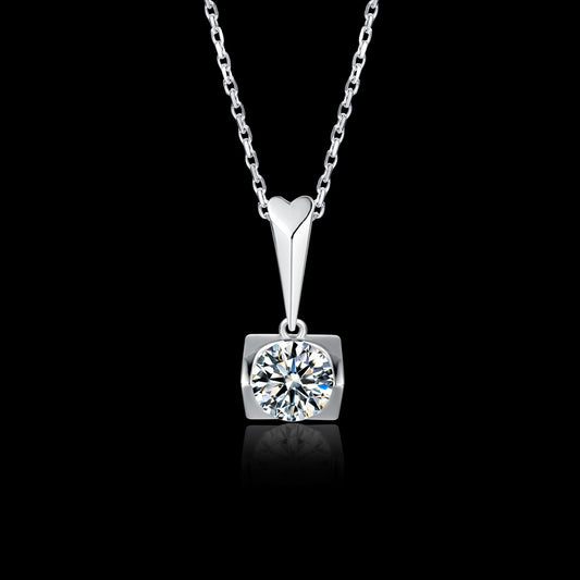 6.5mm Moissanite Pendant on Sterling Silver Cuban Chain: Pure Brilliance