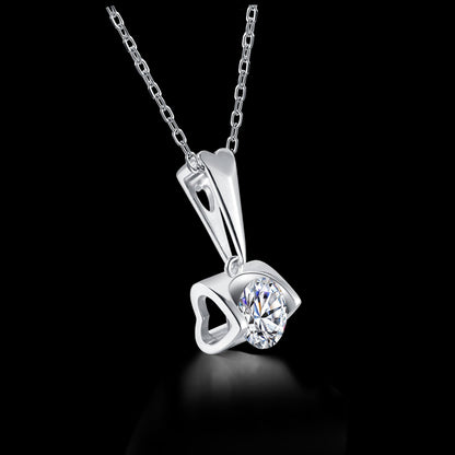 6.5mm Moissanite Pendant on Sterling Silver Cuban Chain: Pure Brilliance