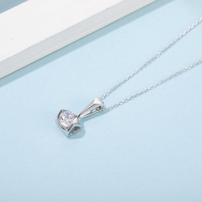 6.5mm Moissanite Pendant on Sterling Silver Cuban Chain: Pure Brilliance