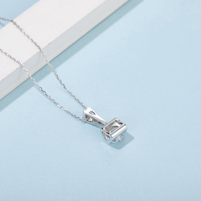 6.5mm Moissanite Pendant on Sterling Silver Cuban Chain: Pure Brilliance