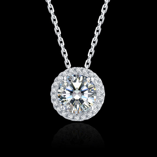 One-carat & 2-carat Moissanite Solitaire Necklace in S925, the definition of luxury