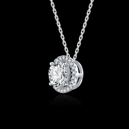 One-carat & 2-carat Moissanite Solitaire Necklace in S925, the definition of luxury