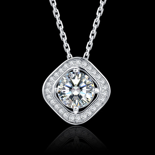 Moissanite Pendant on Sterling Silver Necklace Has Mesmerizing Radiance