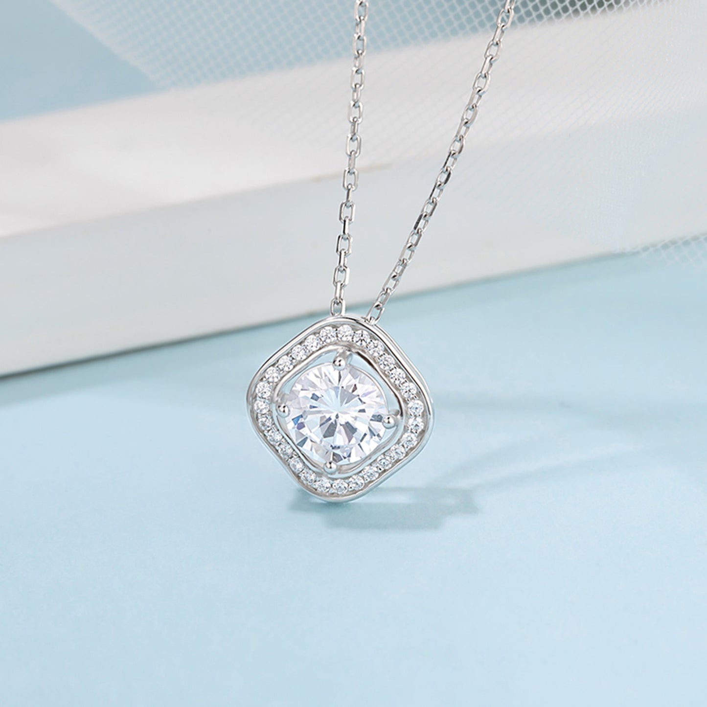 Moissanite Pendant on Sterling Silver Necklace Has Mesmerizing Radiance