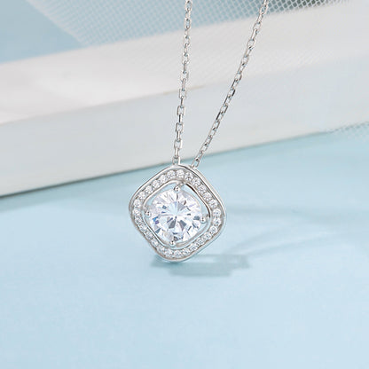 Moissanite Pendant on Sterling Silver Necklace Has Mesmerizing Radiance