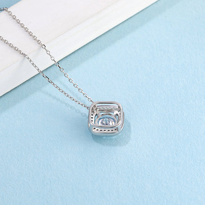 Moissanite Pendant on Sterling Silver Necklace Has Mesmerizing Radiance