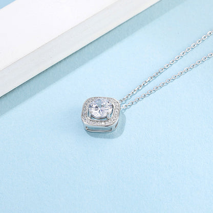 Moissanite Pendant on Sterling Silver Necklace Has Mesmerizing Radiance