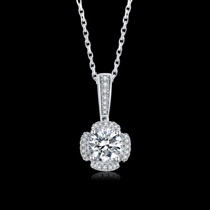 S925 Sterling Silver 1ct/2ct Moissanite Necklace with Radiant Sparkle