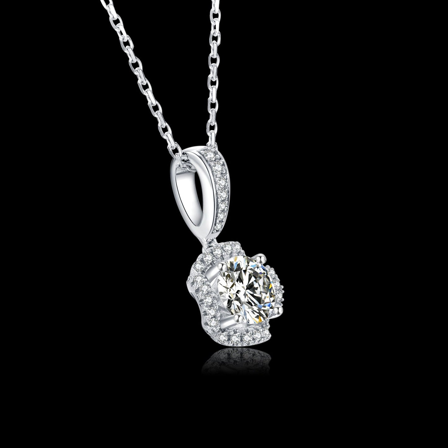 S925 Sterling Silver 1ct/2ct Moissanite Necklace with Radiant Sparkle