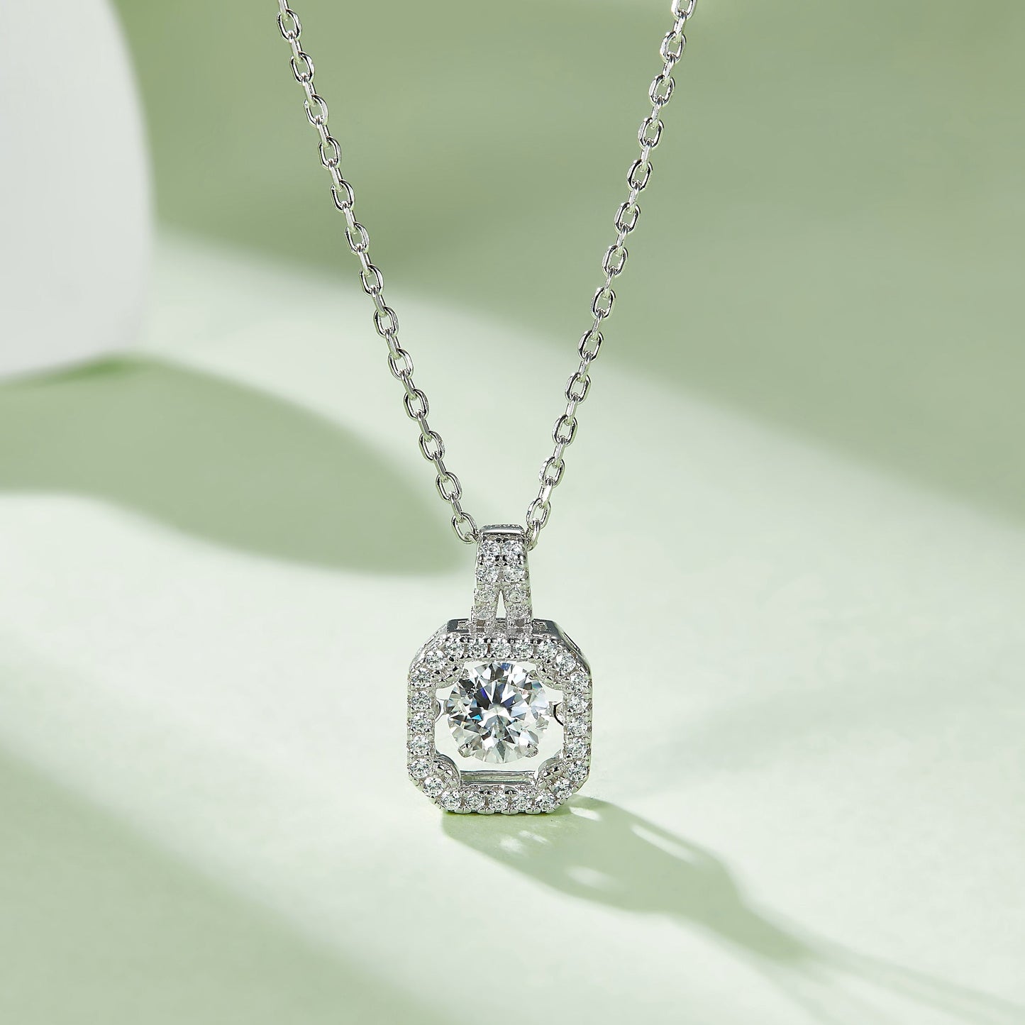 Spin Moissanite Necklace in Sterling Silver by Dizzying Diamonds